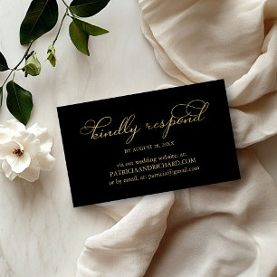 Tarjeta De Visita Elegante RSVP en línea de boda con guión y hoja de