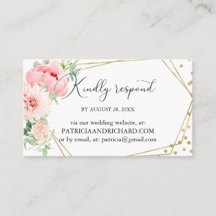Tarjeta De Visita Elegante RSVP en línea floral geométrico para boda