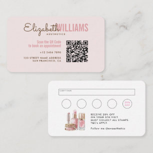 Tarjeta De Visita Elegante Rubor Estética De Belleza Rosa Y Lealtad