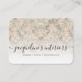 Tarjeta De Visita Elegante Rubor Floral color rosa Vintage Wood Dama