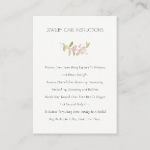 Tarjeta De Visita Elegante Rubor Green Berries Foliage Jewelry Care