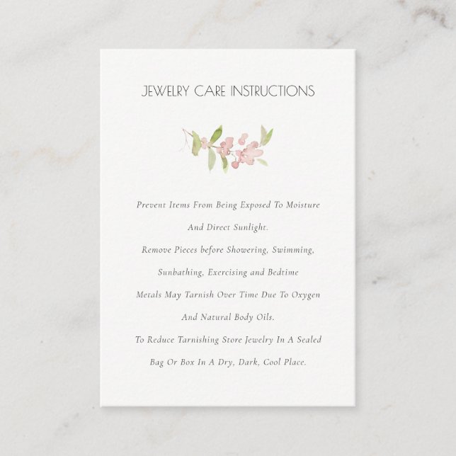 Tarjeta De Visita Elegante Rubor Green Berries Foliage Jewelry Care (Anverso)