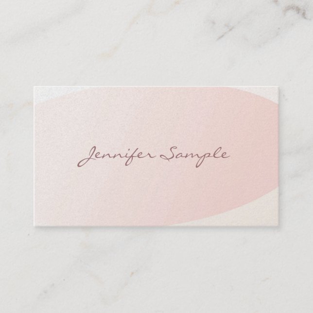 Tarjeta De Visita Elegante Rubor Pink Calligraphy Plain Trendy Luxur (Anverso)