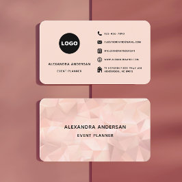 Tarjeta De Visita Elegante Rubor Pink Rose Gold Triangle Professiona