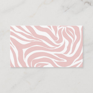 Tarjeta De Visita Elegante Rubor Pink Zebra White Animal Print