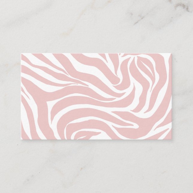 Tarjeta De Visita Elegante Rubor Pink Zebra White Animal Print (Anverso)