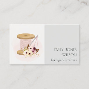 Tarjeta De Visita Elegante Rubor Spool Needle Watercolor Flora Tailo