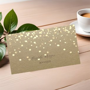 Tarjeta De Visita Elegante, Rústico Kraft, Confeti Dorado