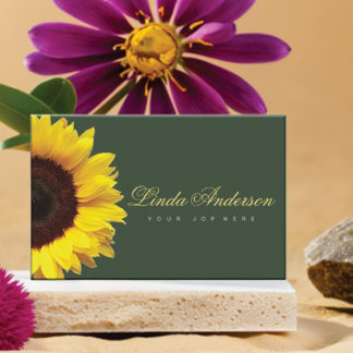 Tarjeta De Visita Elegante Rústico Sunflowers Eucalyptus Business Ca