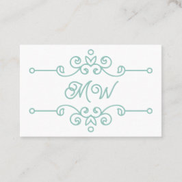 Tarjeta De Visita Elegante Sage Green Flourier Moda Monograma Vintag