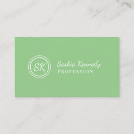 Tarjeta De Visita Elegante Sage Green Script Monograma profesional