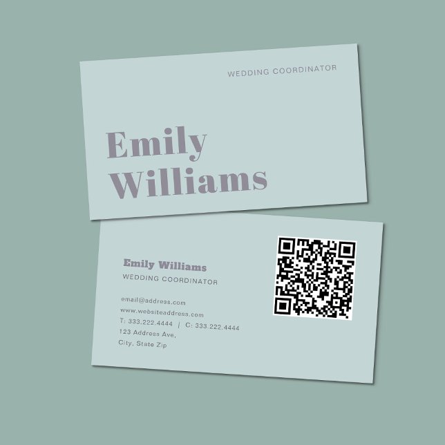 Tarjeta De Visita Elegante Sage Green Simple Profesional | Código QR (Subido por el creador)
