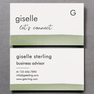 Tarjeta De Visita Elegante Sage Green Watercolor Moderno Profesional