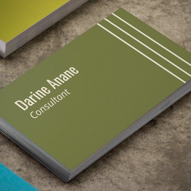 Tarjeta De Visita Elegante Sage simple Sage franjas verdes y blancas (Subido por el creador)