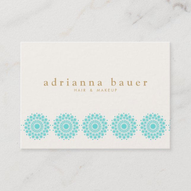 Tarjeta De Visita Elegante Salón Cosmetólogo Turquesa Motif (Anverso)