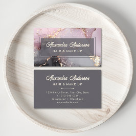 Tarjeta De Visita Elegante Salón de Belleza Agate Purpurina de Oro N