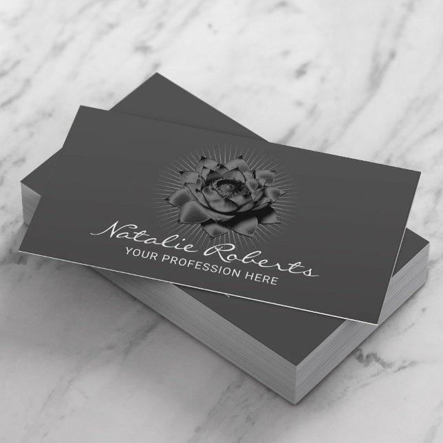 Tarjeta De Visita Elegante salón de belleza Black Lotus Flower y SPA (Subido por el creador)