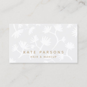Tarjeta De Visita Elegante Salón de Belleza con motivos florales gri