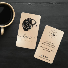 Tarjeta De Visita Elegante Salón de Belleza con peluquería de Curly