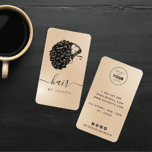 Tarjeta De Visita Elegante Salón de Belleza con peluquería de Curly