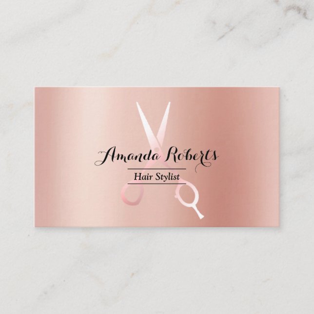 Tarjeta De Visita Elegante Salón De Belleza De Relieve metalizado do (Anverso)