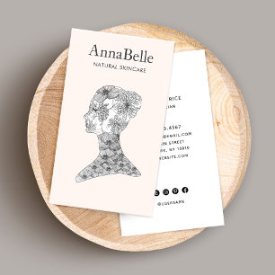 Tarjeta De Visita Elegante Salón de Belleza Floral Face y Spa