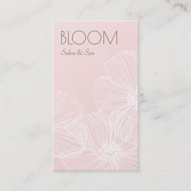 Tarjeta De Visita Elegante salón de belleza floral rosa Rubor modern (Anverso)