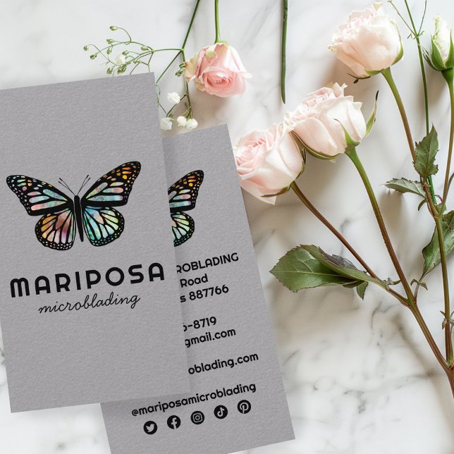Tarjeta De Visita Elegante salón de belleza monarca mariposa estetic (Elegant Monarch Butterfly Esthetician Beauty Salon Business Card
)