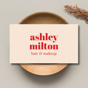 Tarjeta De Visita Elegante Salón de Belleza Rojo Pastel Luz Audaz