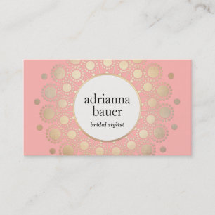 Tarjeta De Visita Elegante Salón de Belleza Rosa Mandala Gold