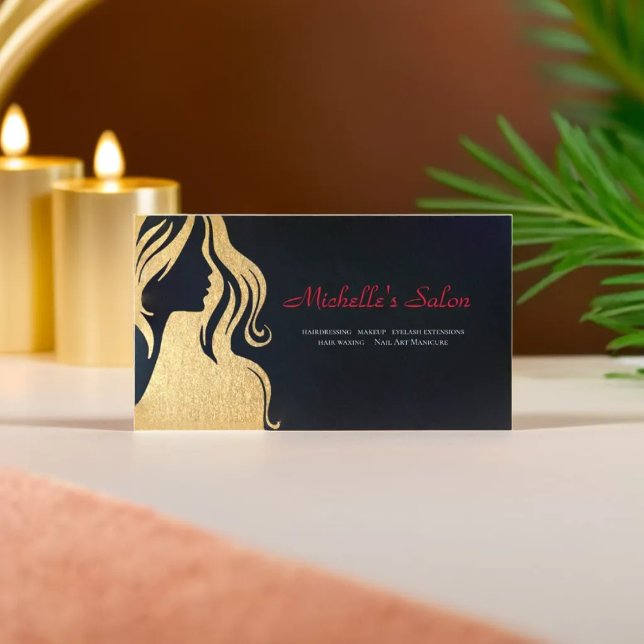 Tarjeta De Visita Elegante Salón De Belleza Y Cabello Elegante Oro N (Subido por el creador)