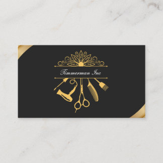 Tarjeta De Visita Elegante Salón De Lujo De Cabello De Oro Branding