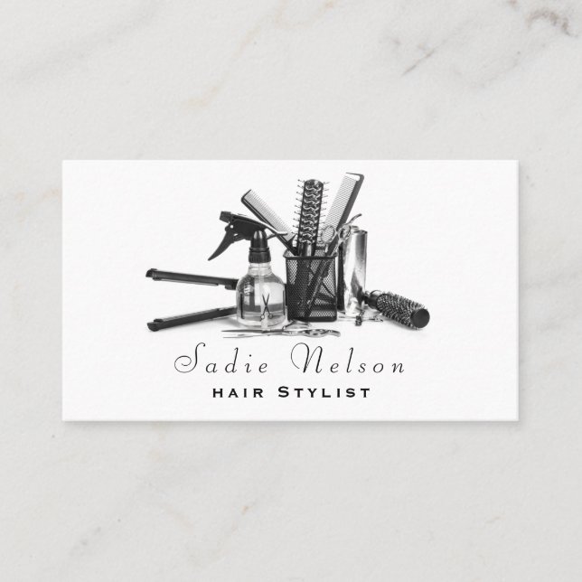 Tarjeta De Visita Elegante salón de moda Herramientas Belleza (Anverso)