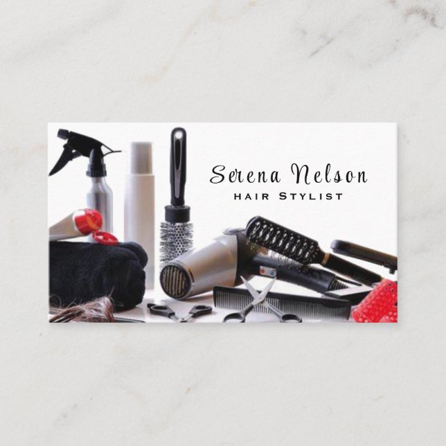 Tarjeta De Visita Elegante salón de moda Herramientas Belleza (Anverso)