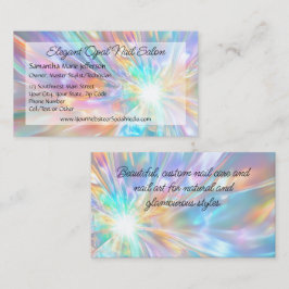 Tarjeta De Visita Elegante Salón de pedicura de cristal opal holográ