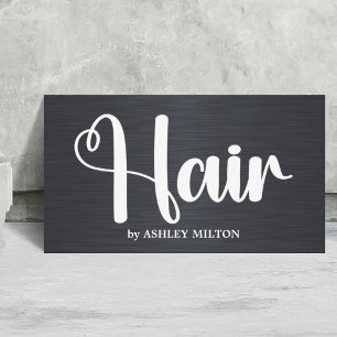 Tarjeta De Visita Elegante salón de pelo blanco negro Metalizado Fau