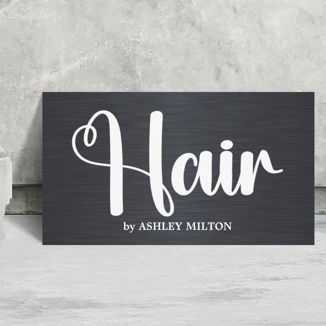 Tarjeta De Visita Elegante salón de pelo blanco negro Metalizado Fau (Subido por el creador)