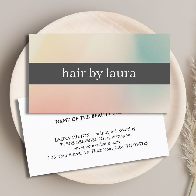 Tarjeta De Visita Elegante Salón de pelo de rayas grises Pastel (Subido por el creador)
