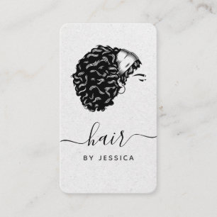 Tarjeta De Visita Elegante salón de pelo gris Kraft Papel Chica del