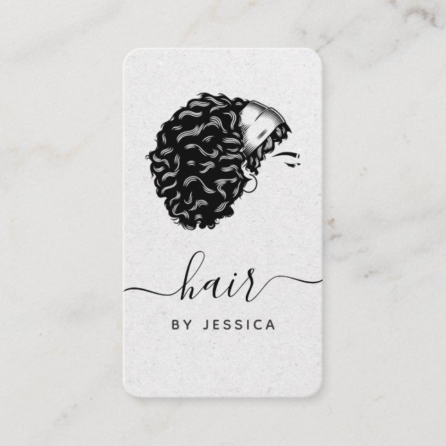 Tarjeta De Visita Elegante salón de pelo gris Kraft Papel Chica del  (Anverso)