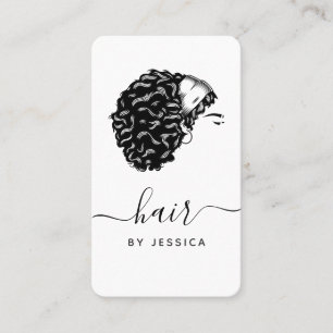 Tarjeta De Visita Elegante salón de pelo negro y blanco Chica de pel