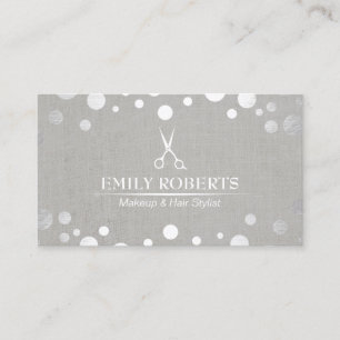 Tarjeta De Visita Elegante Salón De Plata Moderna De Estilo Cabello