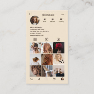 Tarjeta De Visita Elegante Salón del Pelo en Instagram Collage de fo