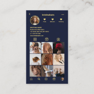Tarjeta De Visita Elegante Salón del Pelo QR Código Rejilla de fotos