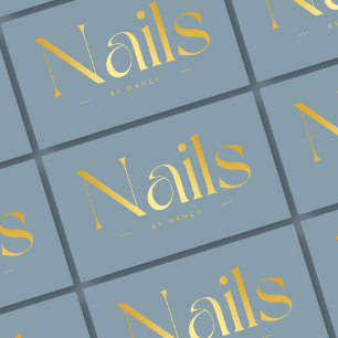 Tarjeta De Visita Elegante Salón Nail Dusty Blue