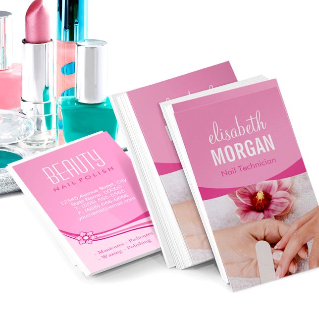 Tarjeta De Visita Elegante Salón Nal Floral Manicure SPA (Subido por el creador)