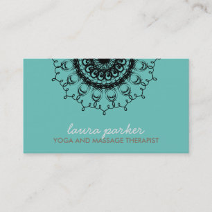 Tarjeta De Visita Elegante salud curativa de yoga en el Swirl negro