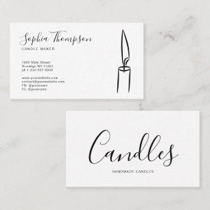 Tarjeta De Visita Elegante Script Black White Handmade Candle Maker