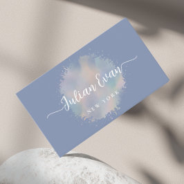 Tarjeta De Visita Elegante Script Dandelion Blue Healthcare