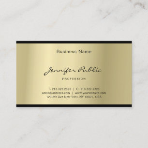 Tarjeta De Visita Elegante Script Glamoroso Gold Profesional Limpiar